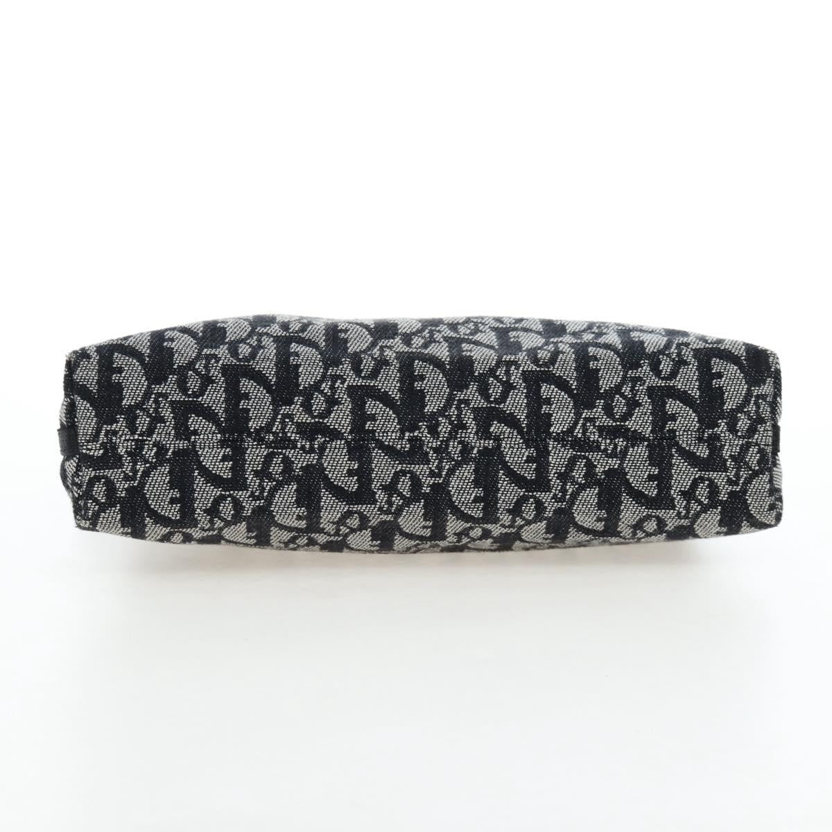 Christian Dior Trotter Canvas Accessory Pouch Black Silver Auth ki6702V