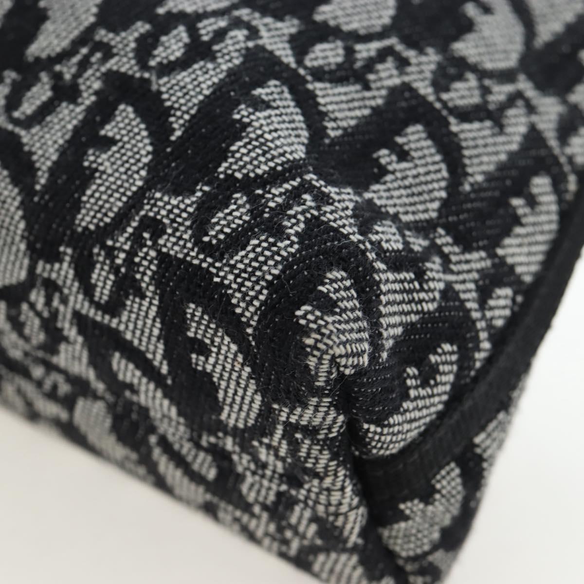 Christian Dior Trotter Canvas Accessory Pouch Black Silver Auth ki6702V