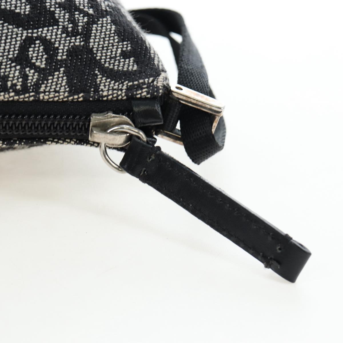 Christian Dior Trotter Canvas Accessory Pouch Black Silver Auth ki6702V