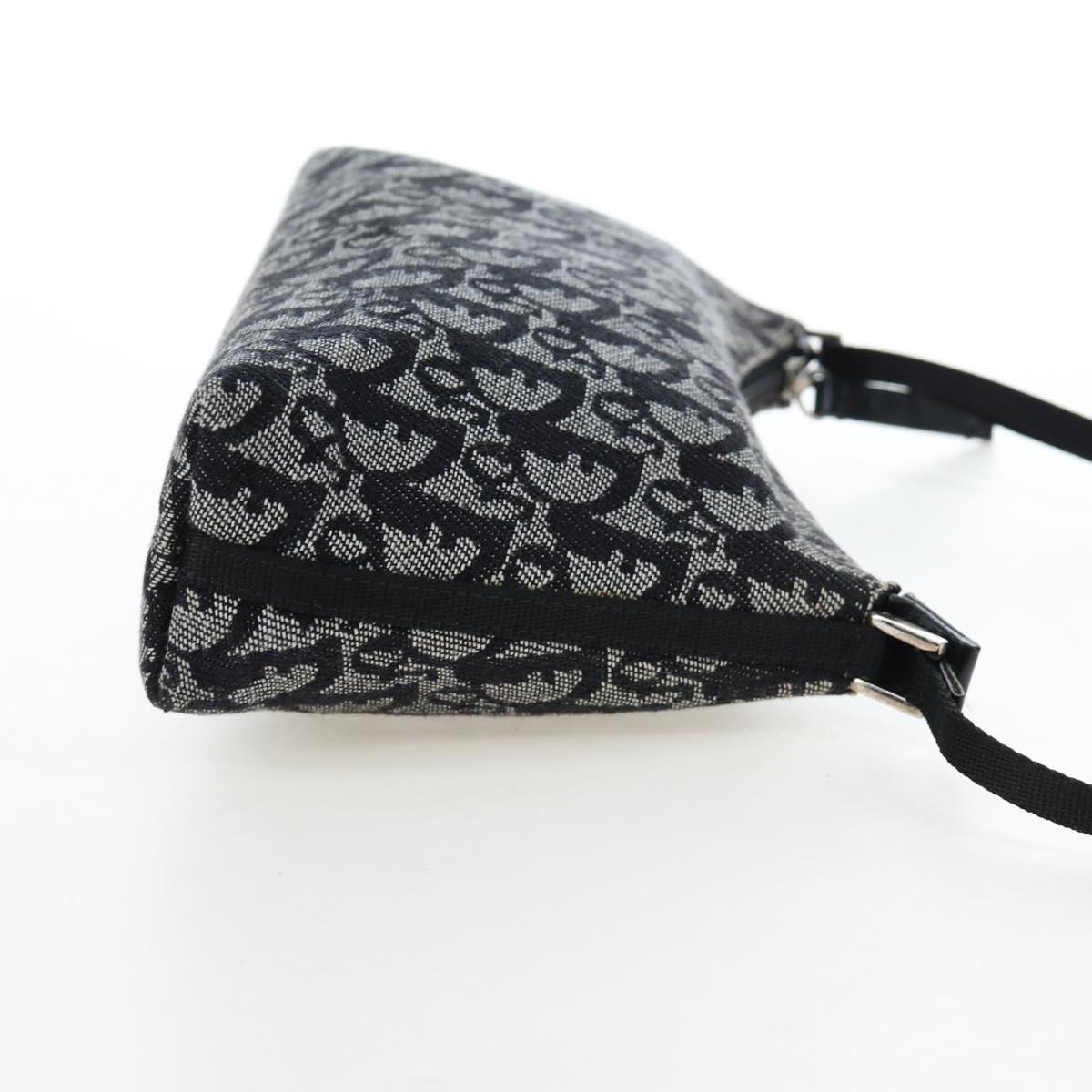 Christian Dior Trotter Canvas Accessory Pouch Black Silver Auth ki6702V