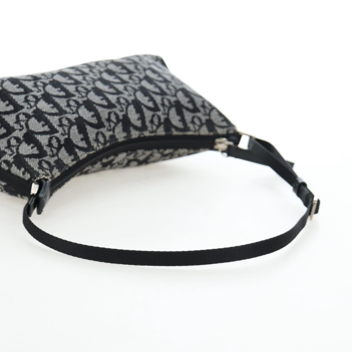 Christian Dior Trotter Canvas Accessory Pouch Black Silver Auth ki6702V