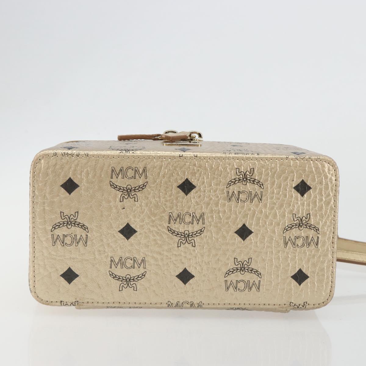 MCM Vanity Shoulder Bag Leather Gold Auth ki6703A