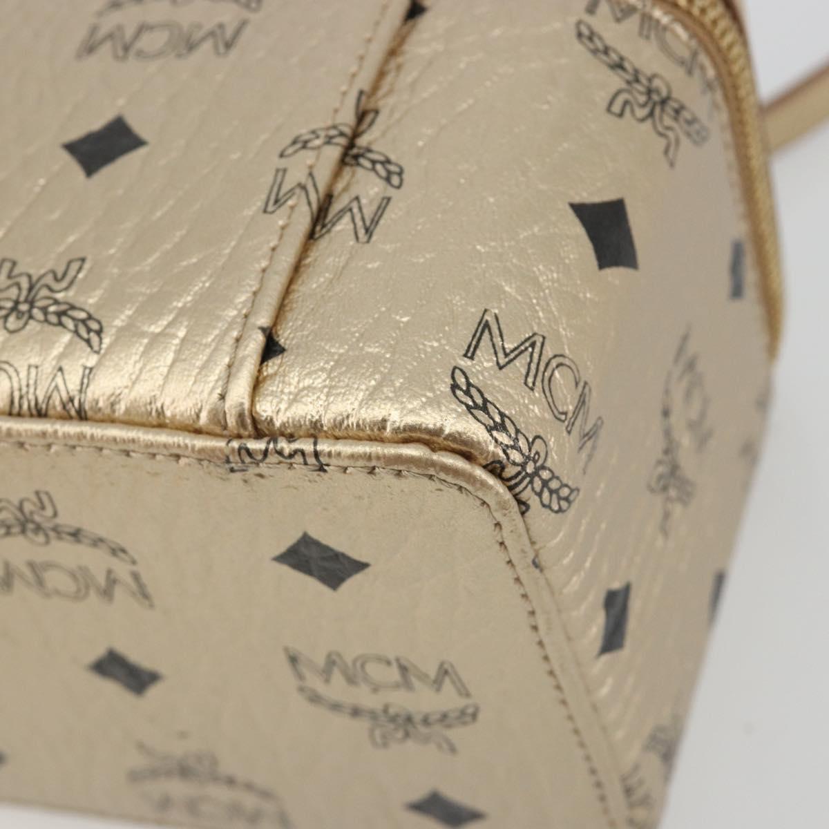 MCM Vanity Shoulder Bag Leather Gold Auth ki6703A