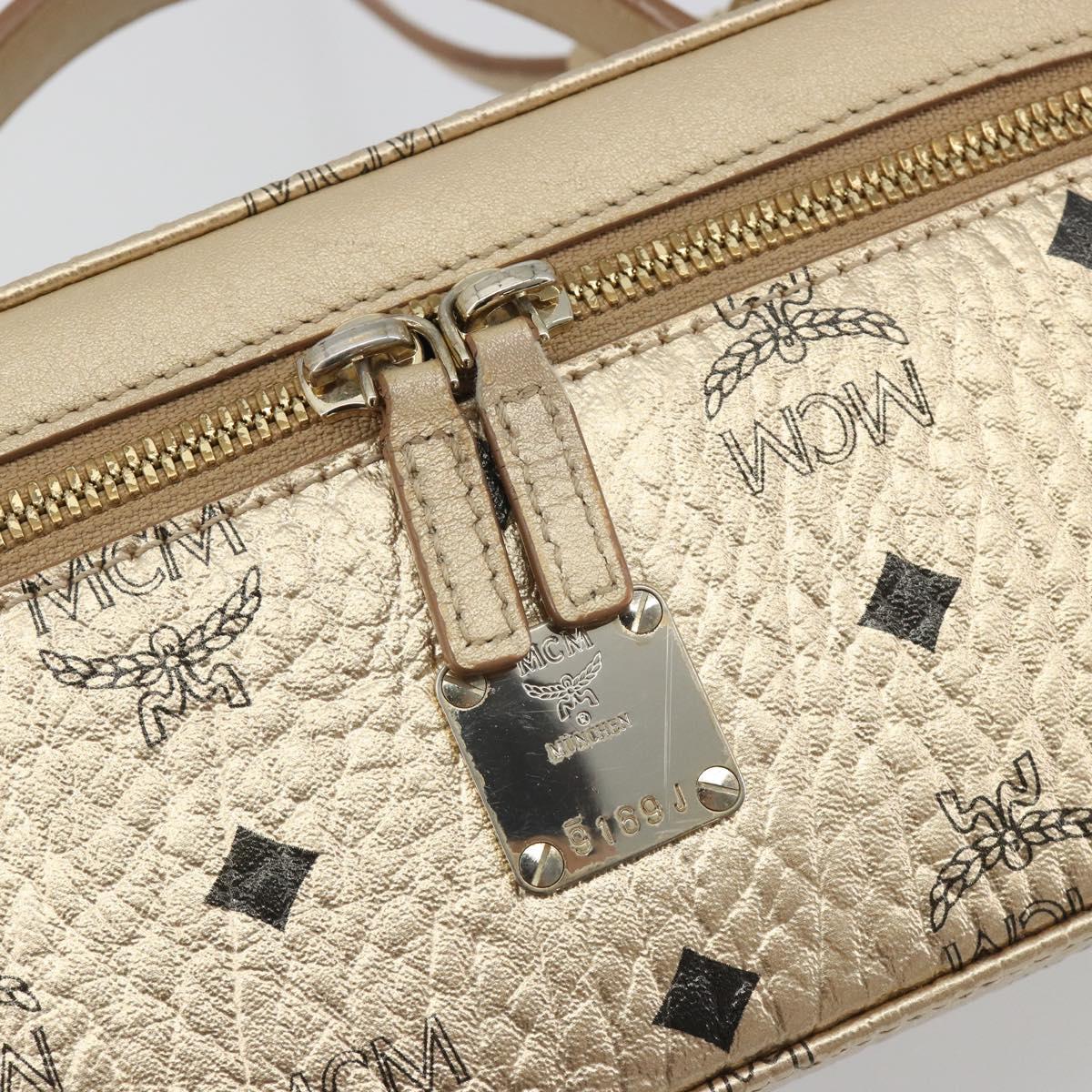 MCM Vanity Shoulder Bag Leather Gold Auth ki6703A