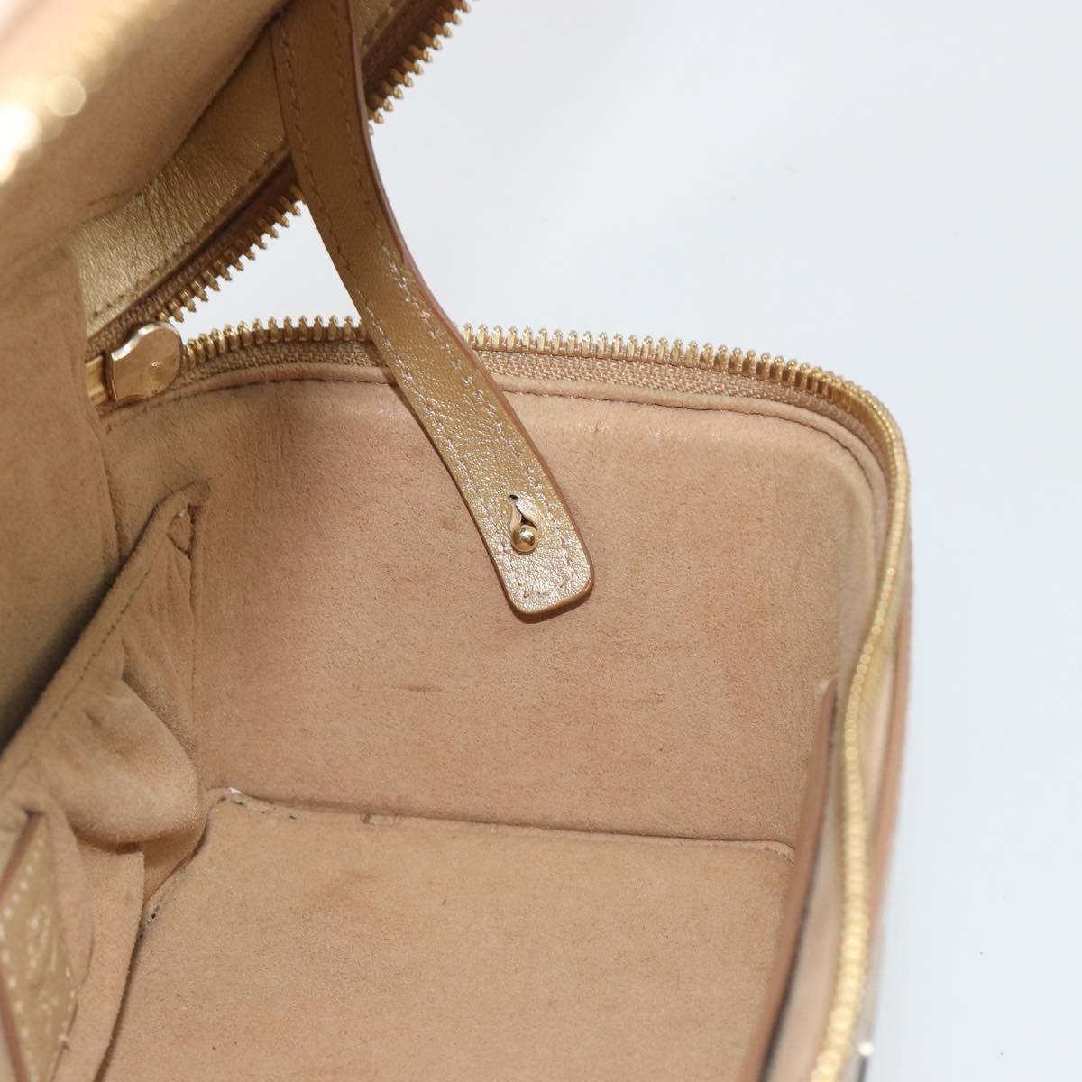 MCM Vanity Shoulder Bag Leather Gold Auth ki6703A