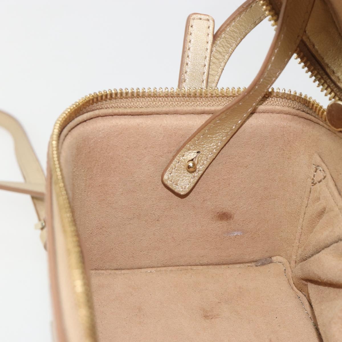 MCM Vanity Shoulder Bag Leather Gold Auth ki6703A