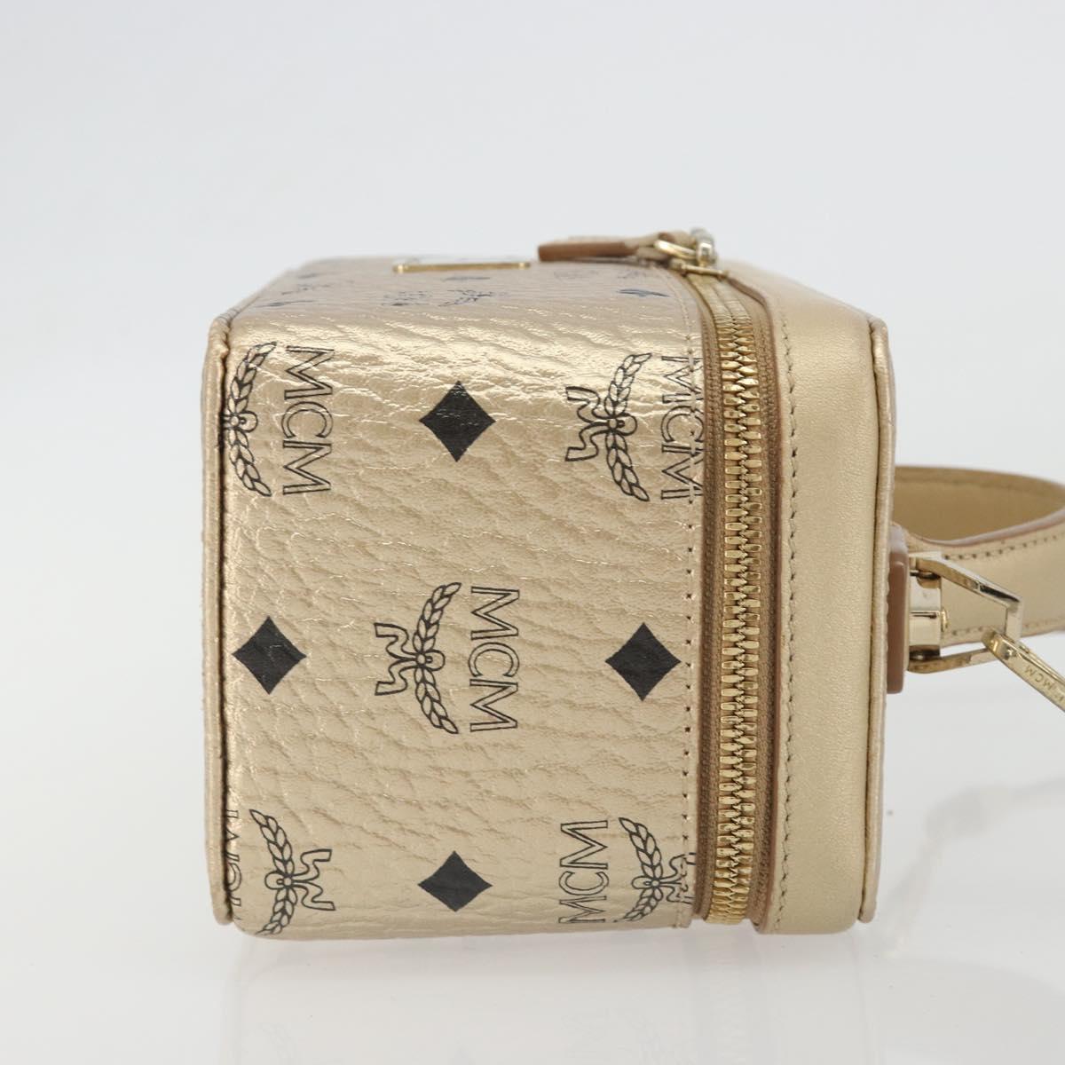 MCM Vanity Shoulder Bag Leather Gold Auth ki6703A