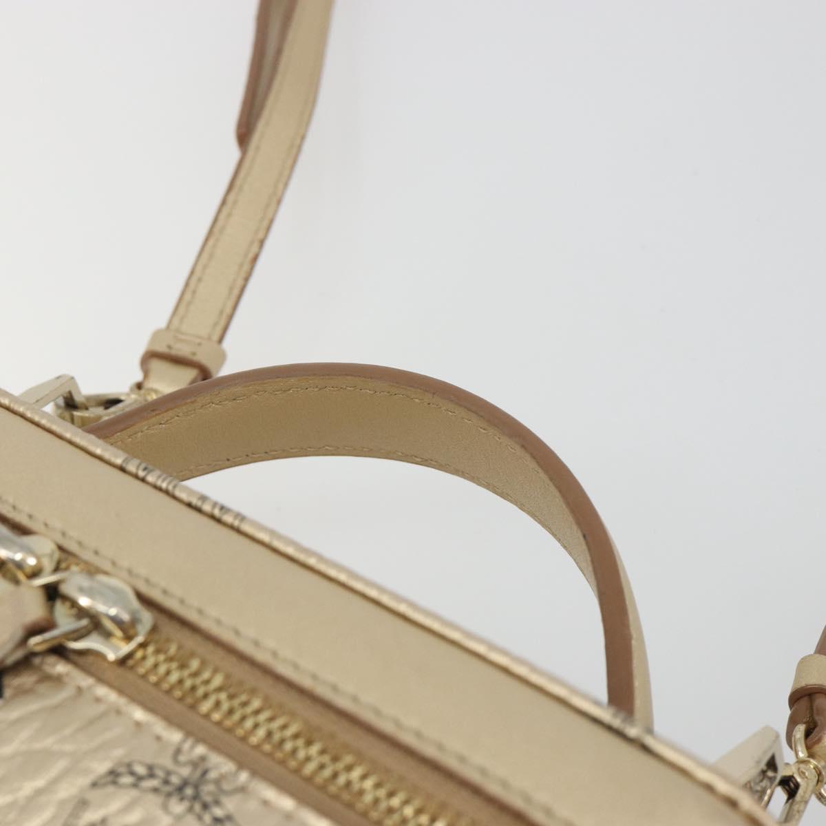 MCM Vanity Shoulder Bag Leather Gold Auth ki6703A