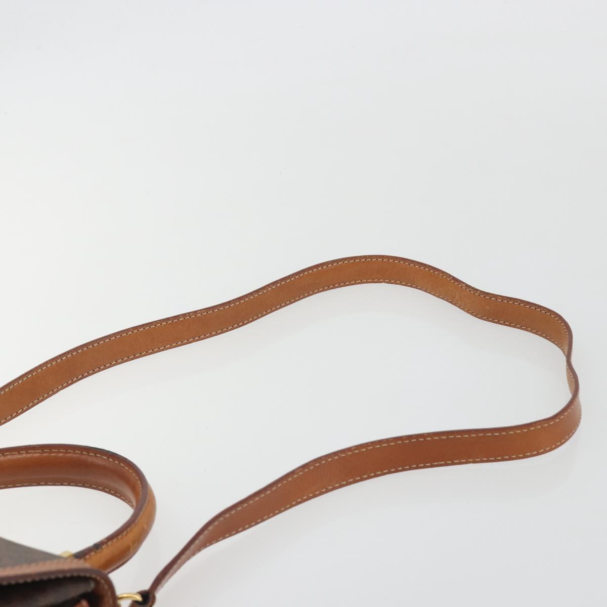 CELINE Macadam Hand Bag PVC Leather 2way Brown Gold Tone Auth ki6704