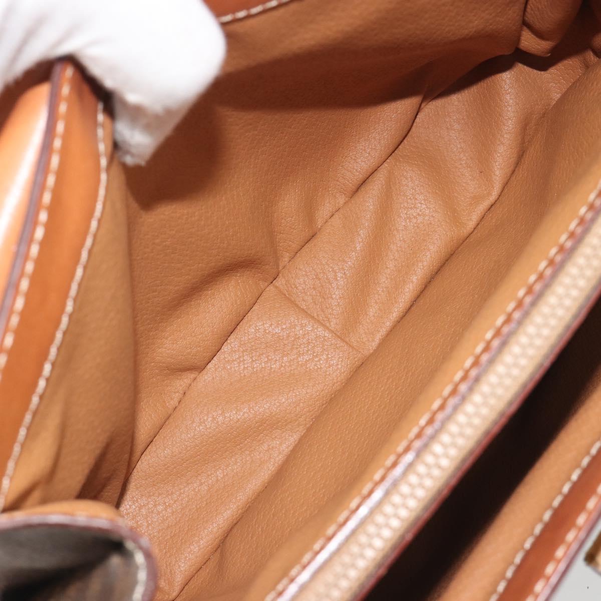 CELINE Macadam Hand Bag PVC Leather 2way Brown Gold Tone Auth ki6704
