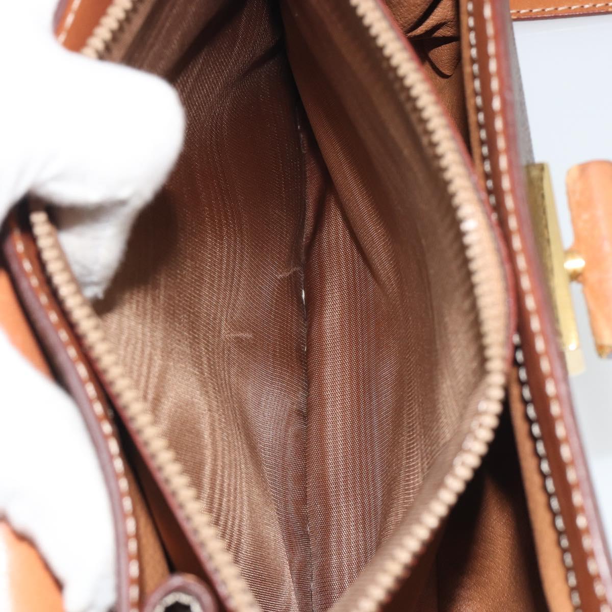 CELINE Macadam Hand Bag PVC Leather 2way Brown Gold Tone Auth ki6704