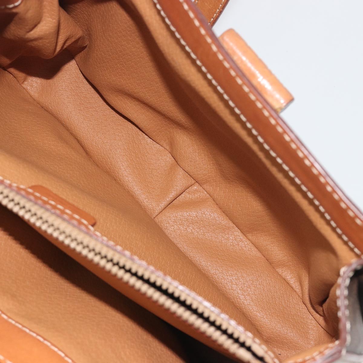 CELINE Macadam Hand Bag PVC Leather 2way Brown Gold Tone Auth ki6704