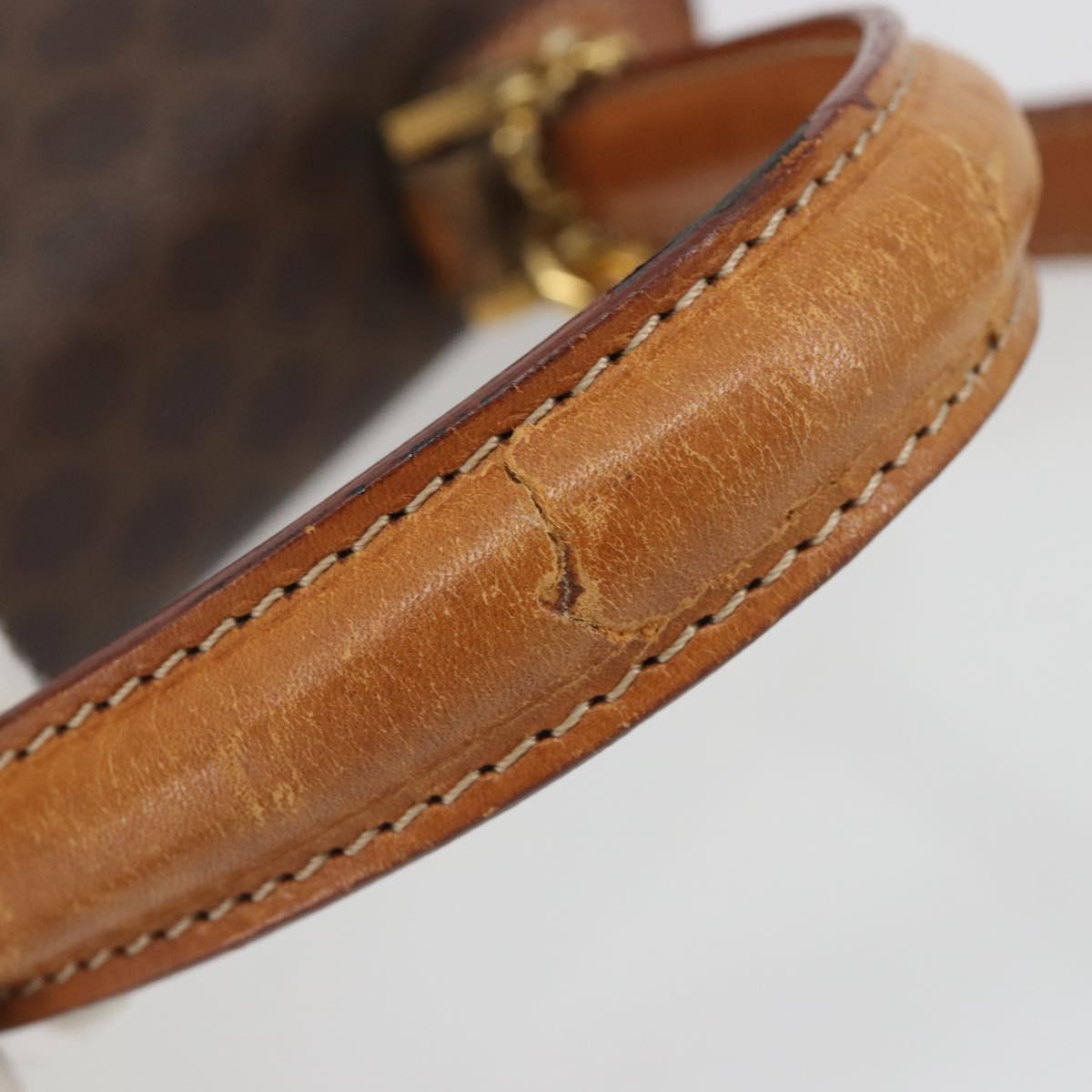 CELINE Macadam Hand Bag PVC Leather 2way Brown Gold Tone Auth ki6704