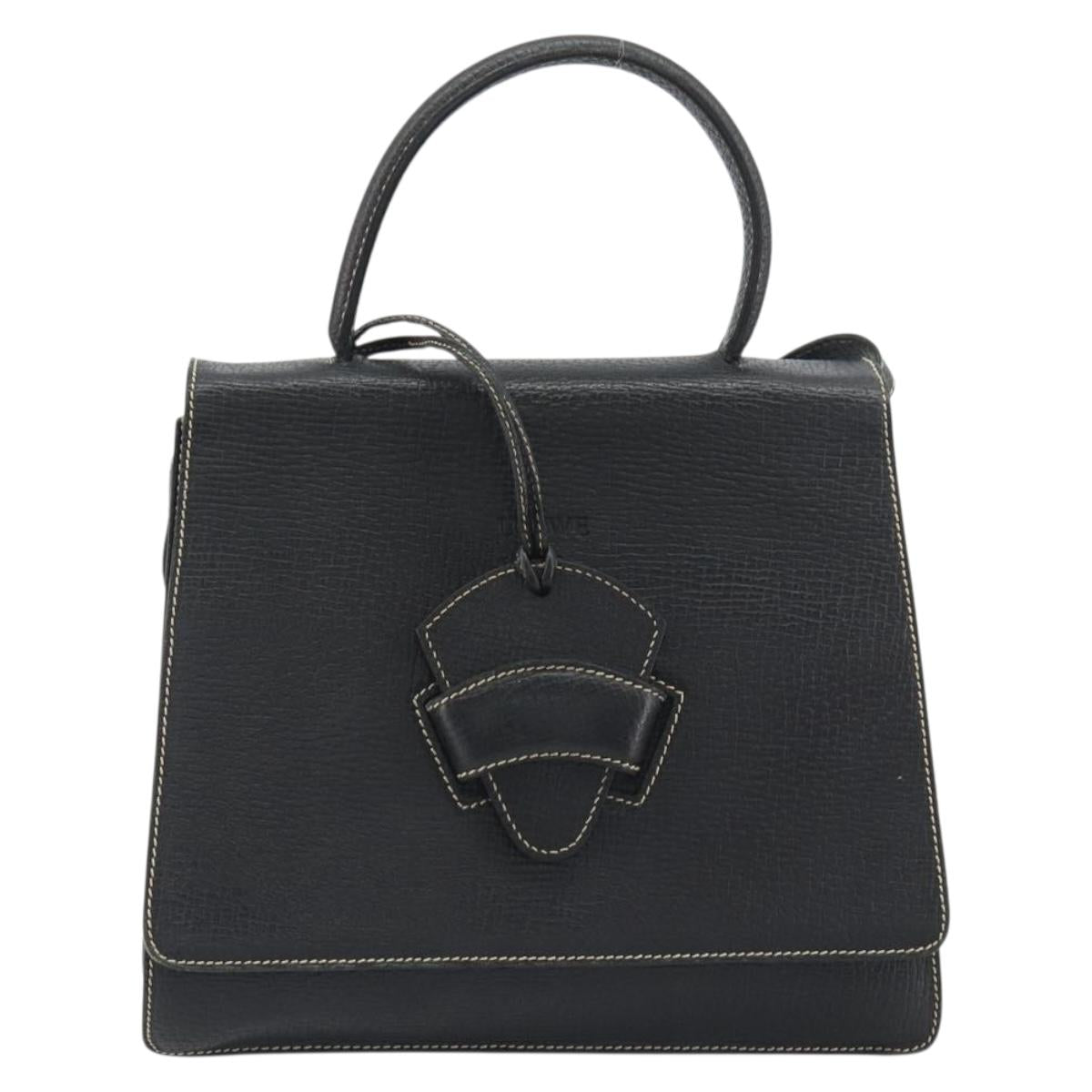 LOEWE Velazquez Hand Bag Leather 2way Black Auth ki6705A