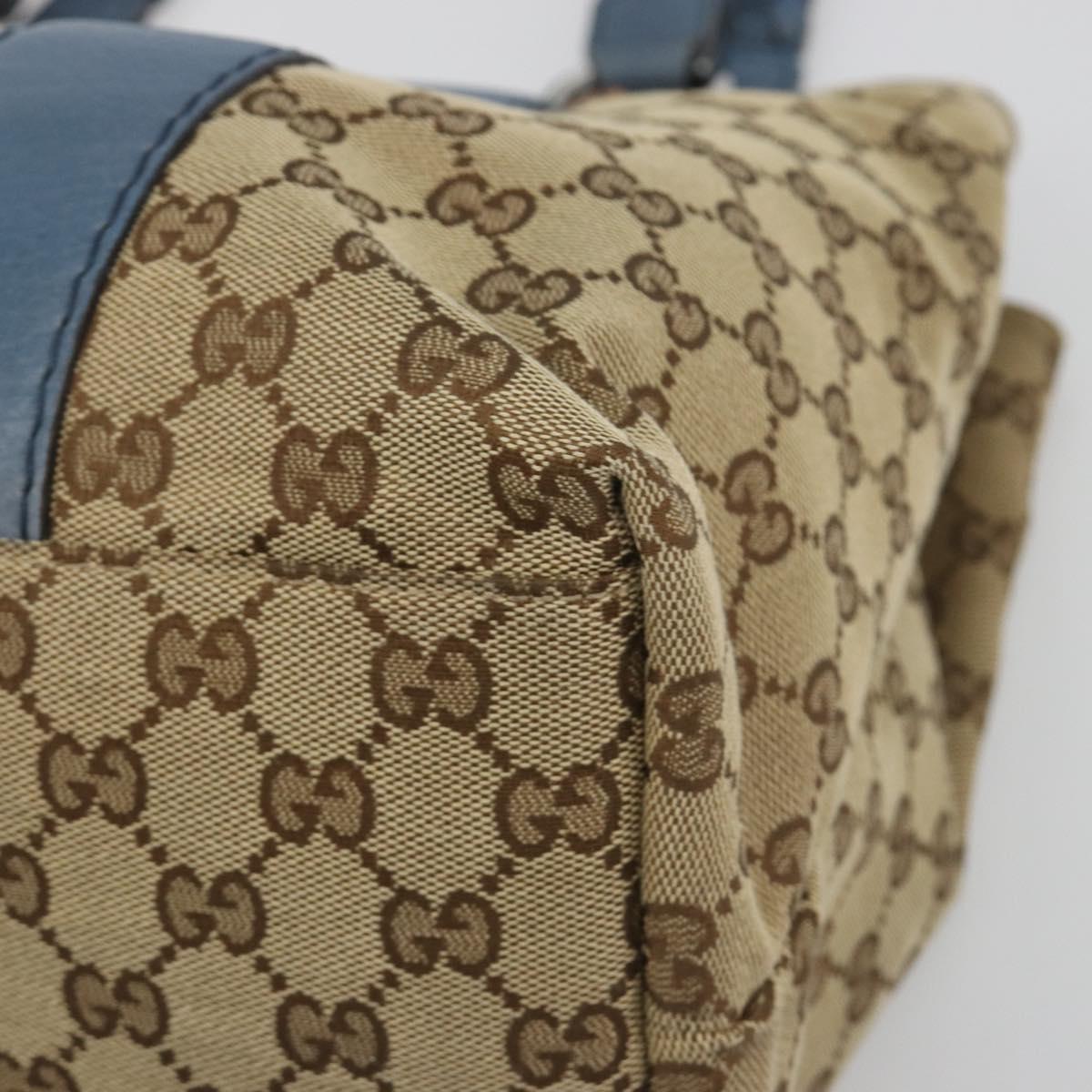 GUCCI GG Canvas Bamboo Tote Bag Blue Beige 232947 Auth ki6706A