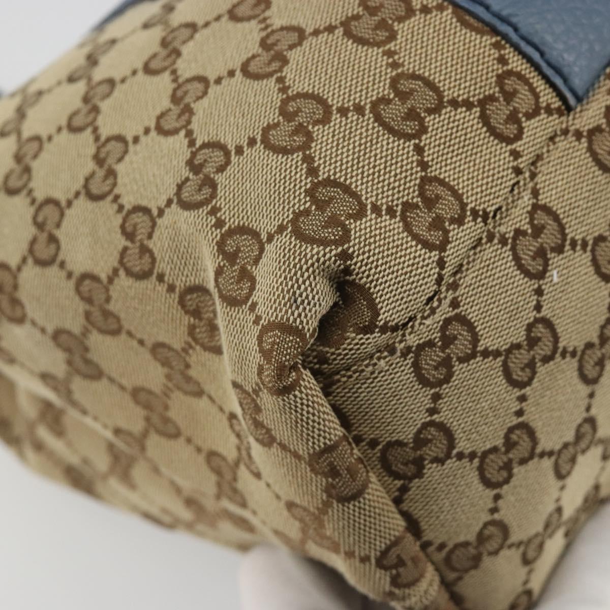 GUCCI GG Canvas Bamboo Tote Bag Blue Beige 232947 Auth ki6706A