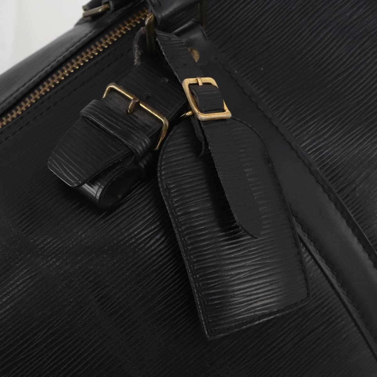 LOUIS VUITTON Epi Keepall 60 Boston Bag Noir M42942 LV Auth ki6707