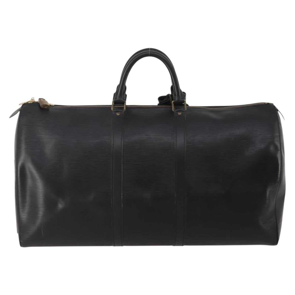LOUIS VUITTON Epi Keepall 60 Boston Bag Noir M42942 LV Auth ki6707