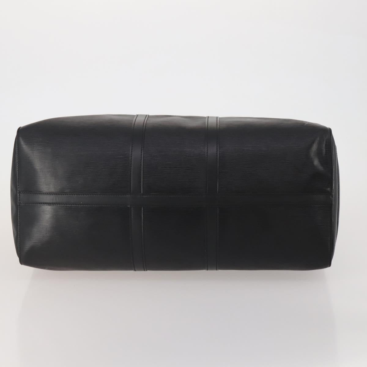 LOUIS VUITTON Epi Keepall 60 Boston Bag Noir M42942 LV Auth ki6707