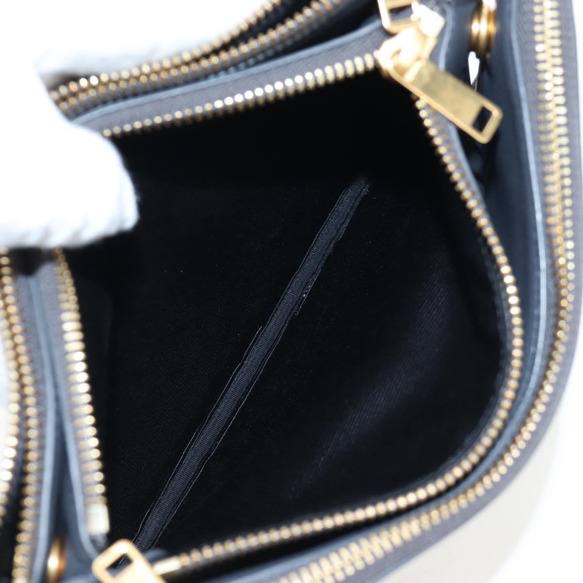 CELINE Trio Small Shoulder Bag Leather Gray Gold Tone Auth ki6708V
