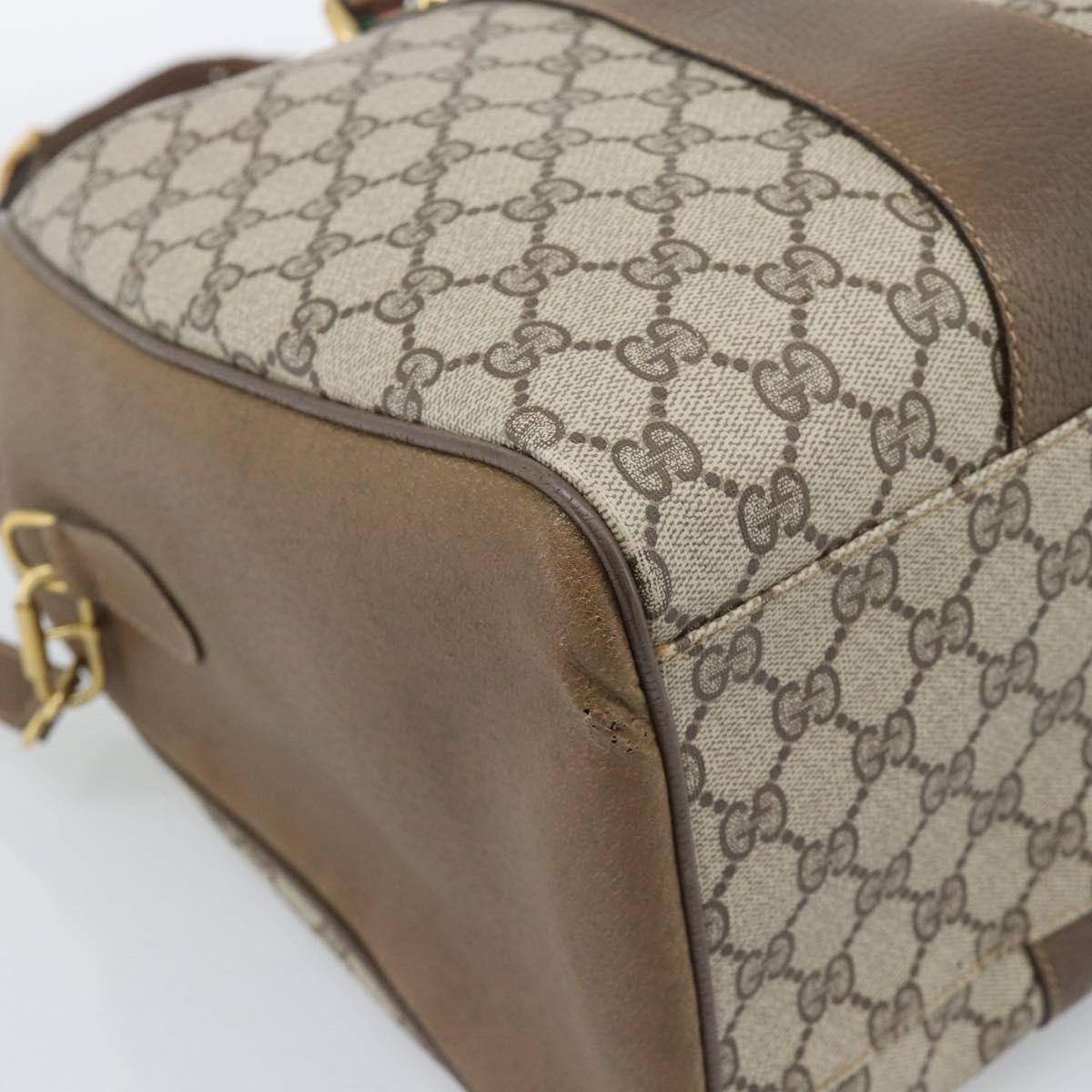 GUCCI GG Supreme Boston Bag PVC Leather 2way Beige Gold 111.02.073 Auth ki6710A
