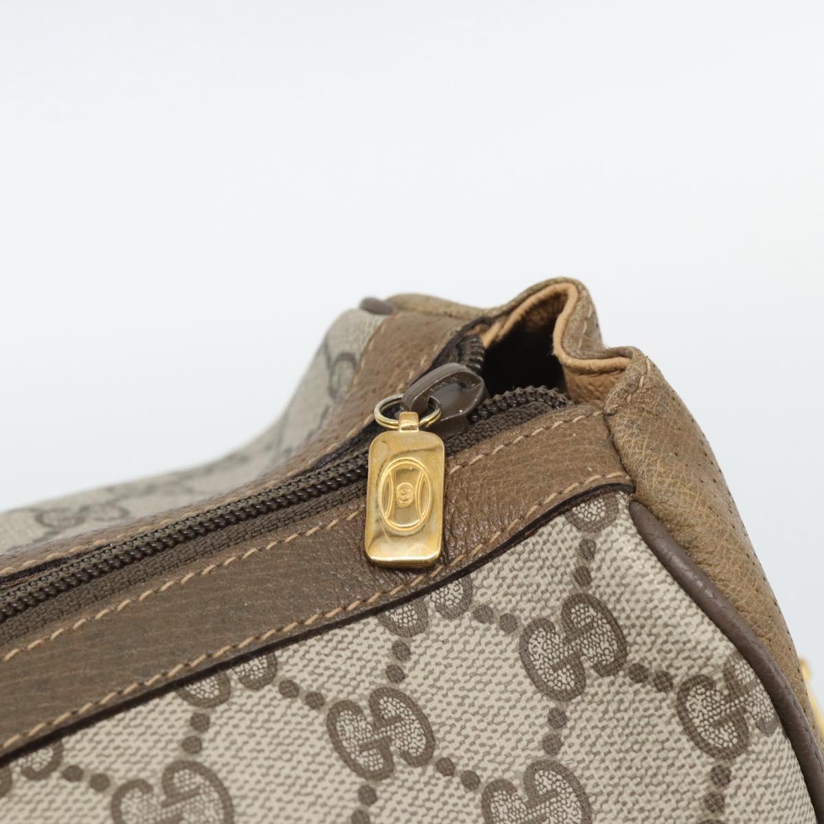 GUCCI GG Supreme Boston Bag PVC Leather 2way Beige Gold 111.02.073 Auth ki6710A