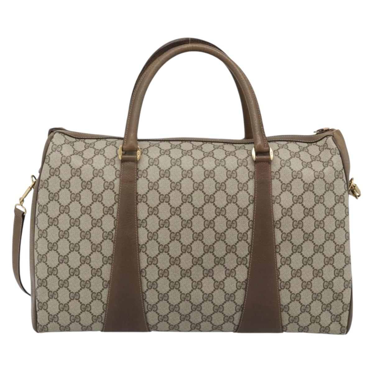GUCCI GG Supreme Boston Bag PVC Leather 2way Beige Gold 111.02.073 Auth ki6710A