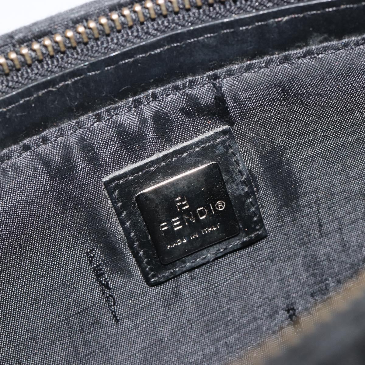 FENDI Zucchino Canvas Shoulder Bag Black Silver 8BR042 Auth ki6713A