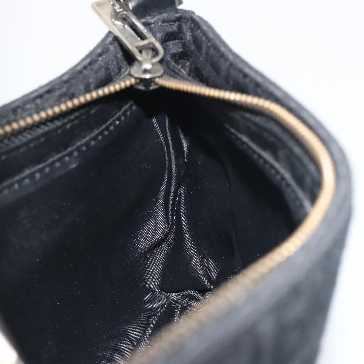 FENDI Zucchino Canvas Shoulder Bag Black Silver 8BR042 Auth ki6713A