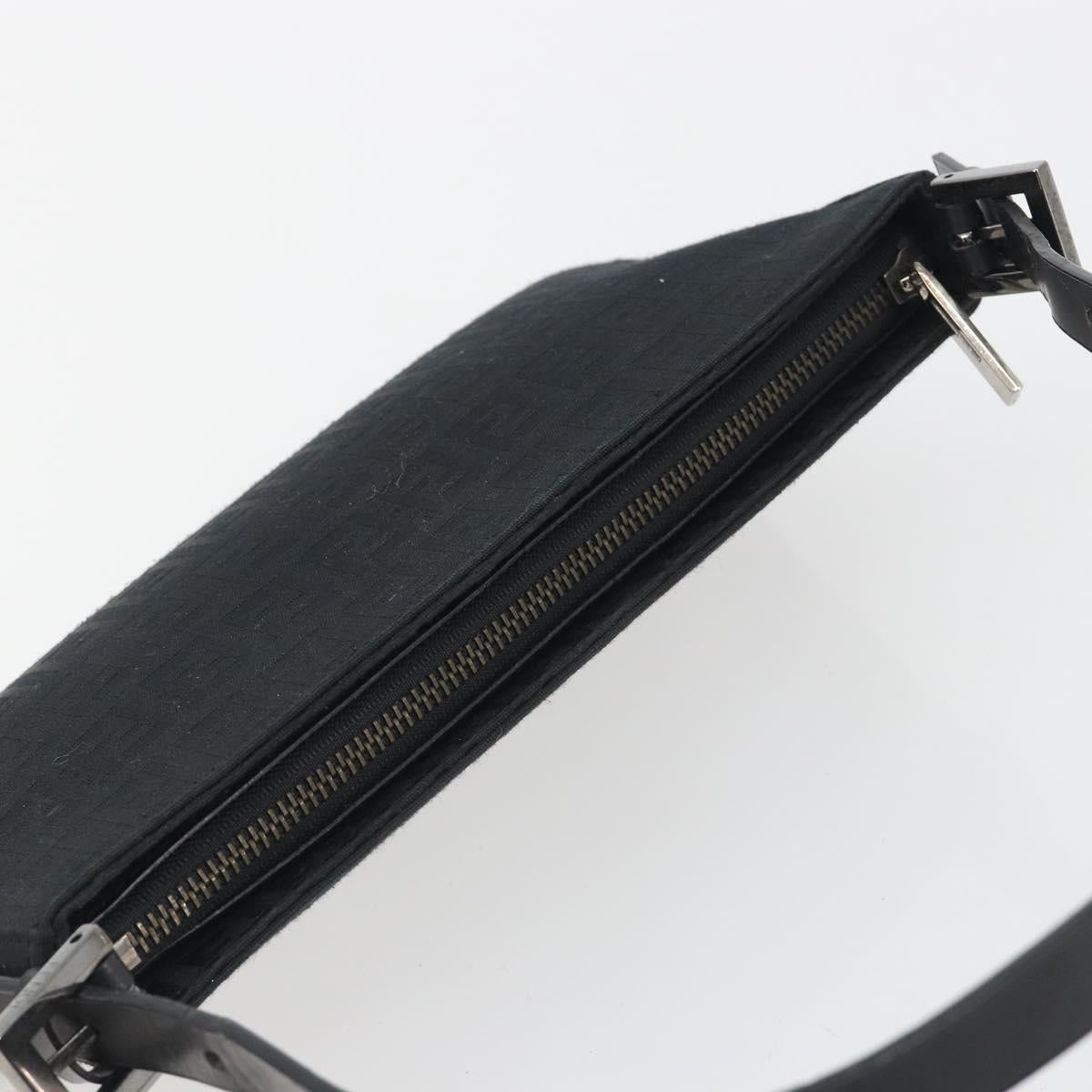 FENDI Zucchino Canvas Shoulder Bag Black Silver 8BR042 Auth ki6713A