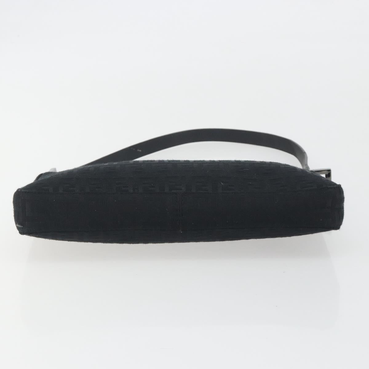 FENDI Zucchino Canvas Shoulder Bag Black Silver 8BR042 Auth ki6713A
