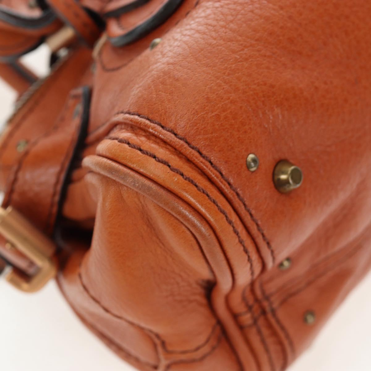 Chloe Paddington Hand Bag Leather Brown Gold Tone Auth ki6714M