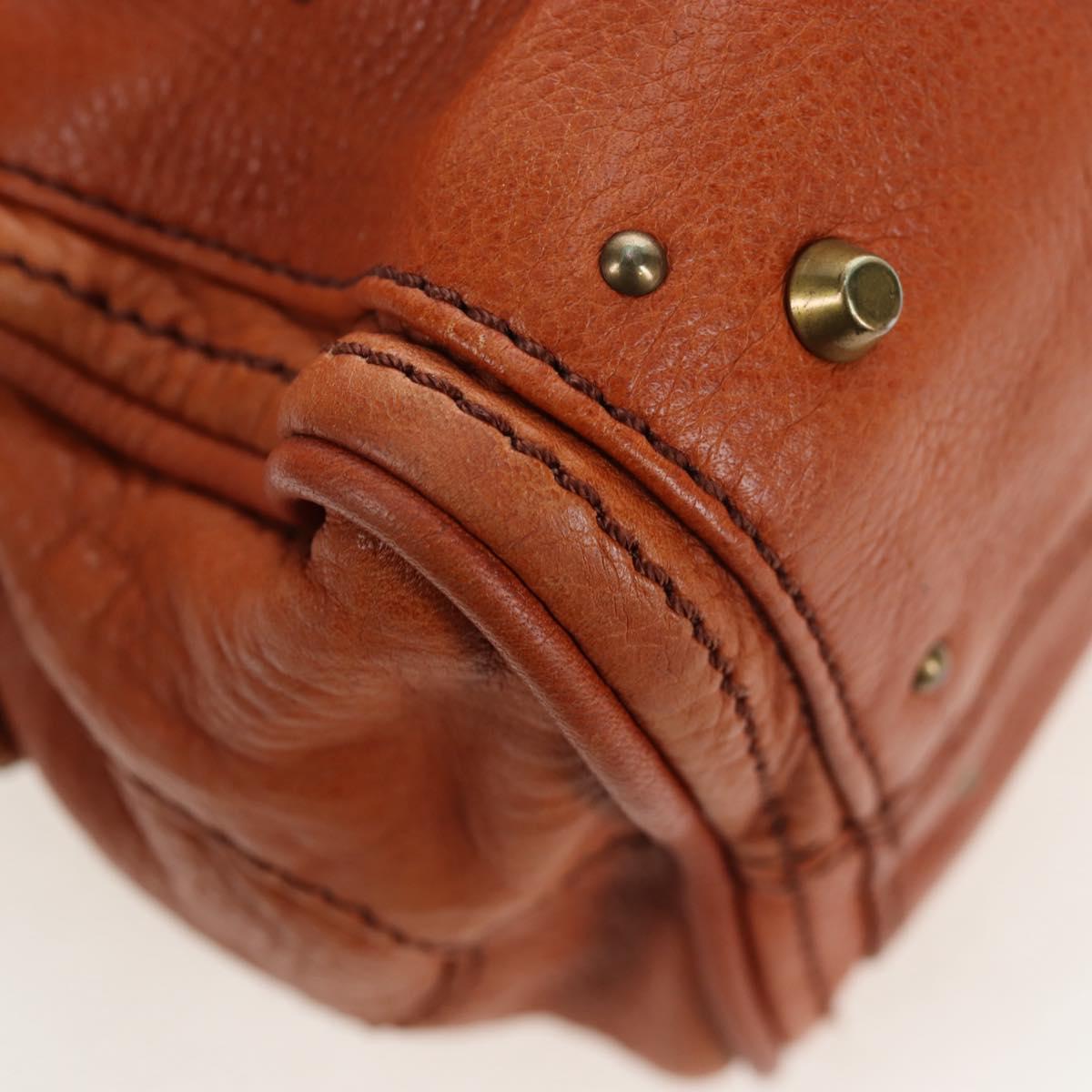 Chloe Paddington Hand Bag Leather Brown Gold Tone Auth ki6714M