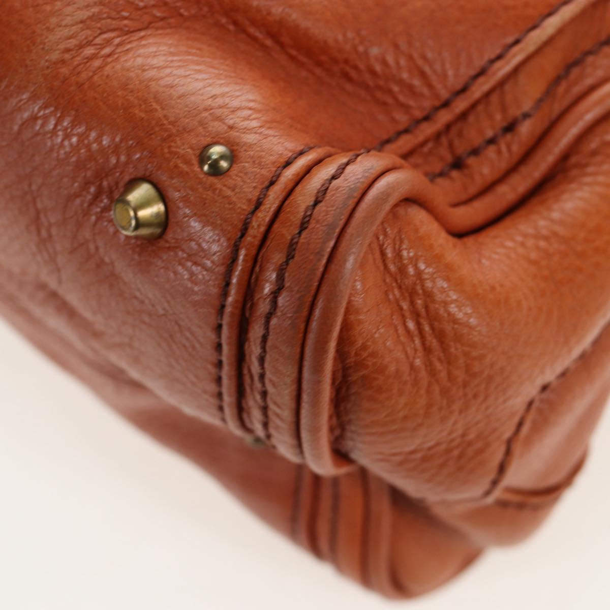 Chloe Paddington Hand Bag Leather Brown Gold Tone Auth ki6714M