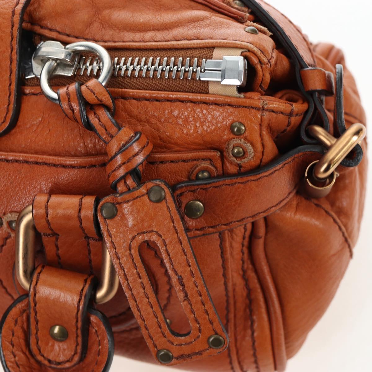 Chloe Paddington Hand Bag Leather Brown Gold Tone Auth ki6714M