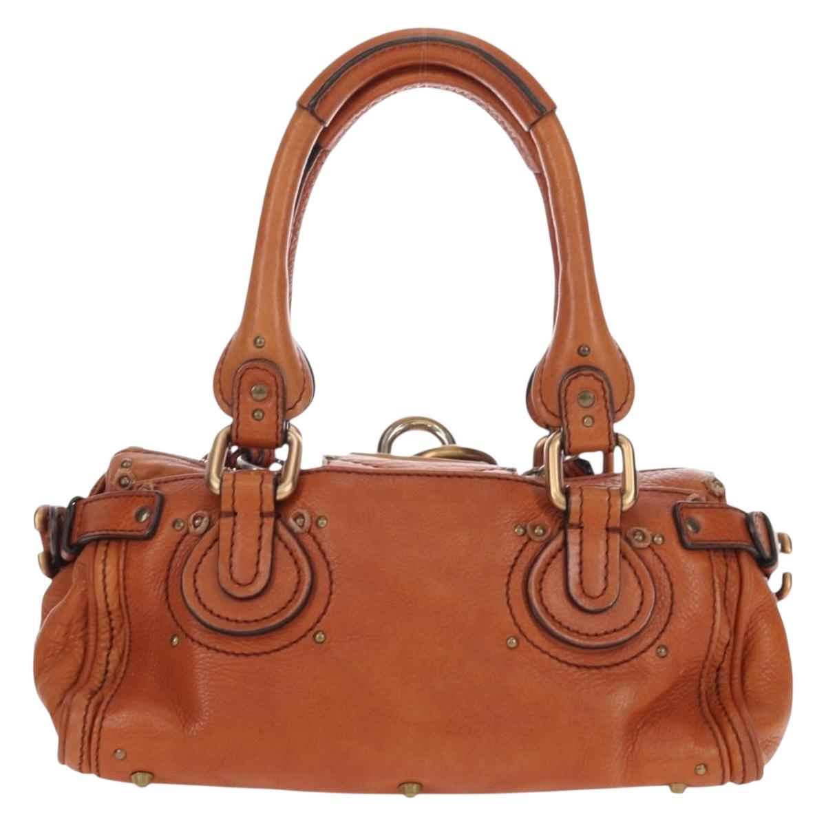 Chloe Paddington Hand Bag Leather Brown Gold Tone Auth ki6714M