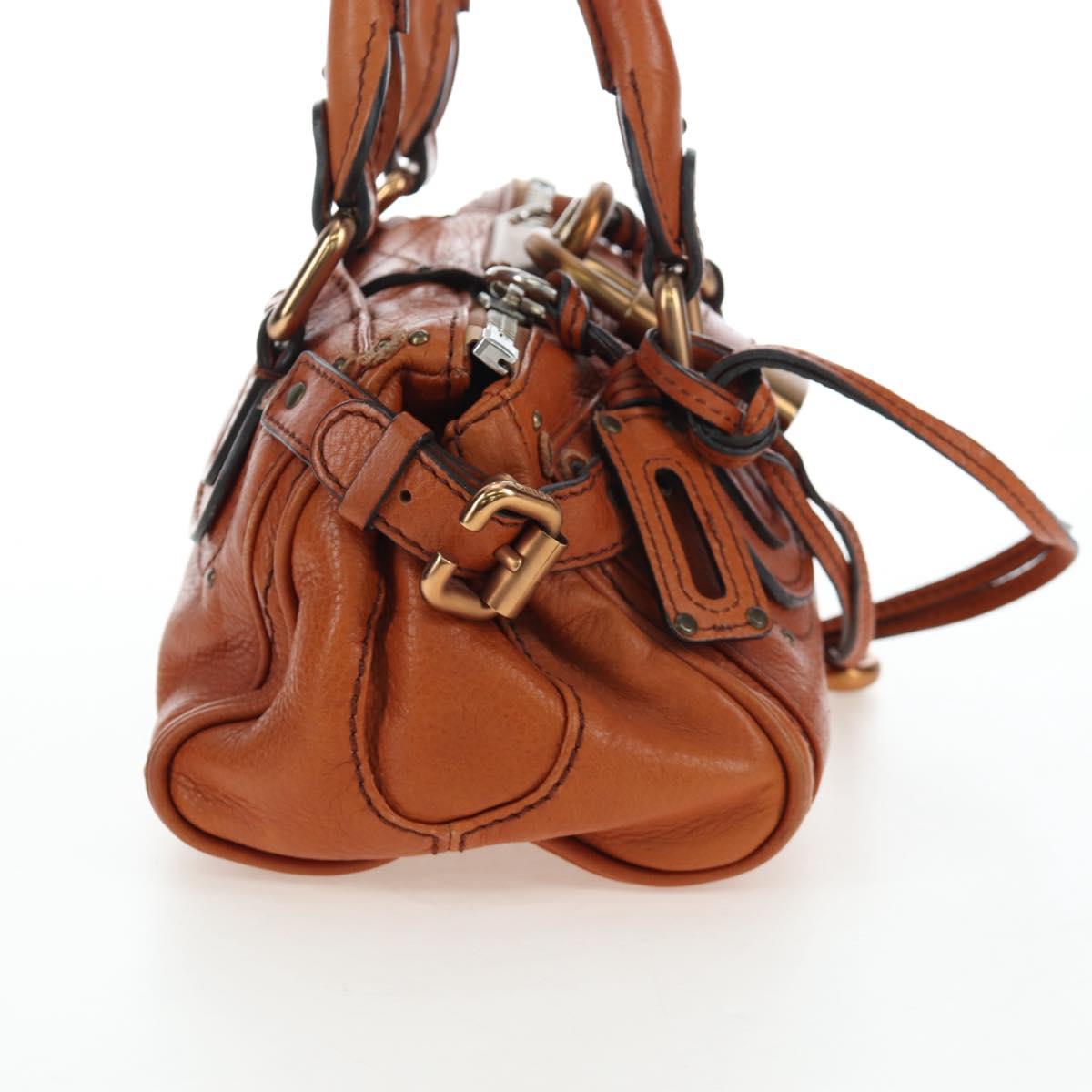 Chloe Paddington Hand Bag Leather Brown Gold Tone Auth ki6714M