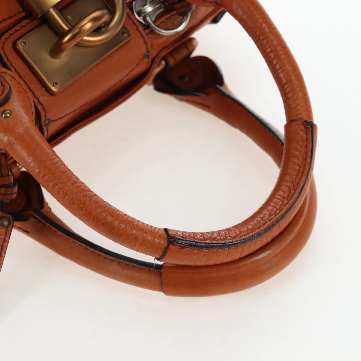 Chloe Paddington Hand Bag Leather Brown Gold Tone Auth ki6714M