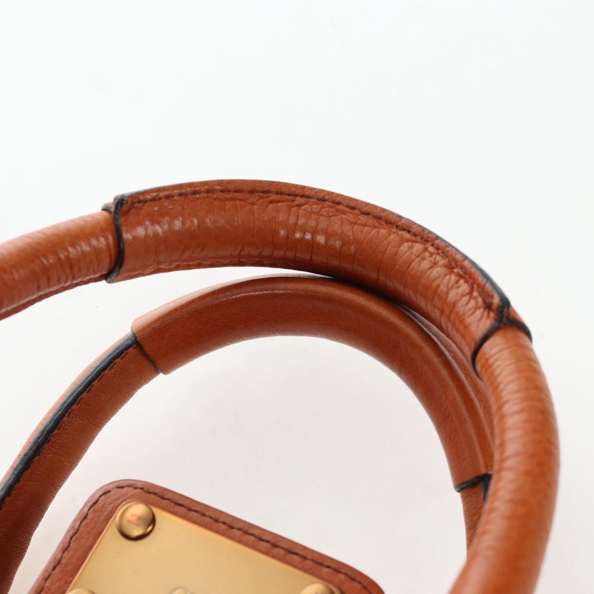 Chloe Paddington Hand Bag Leather Brown Gold Tone Auth ki6714M