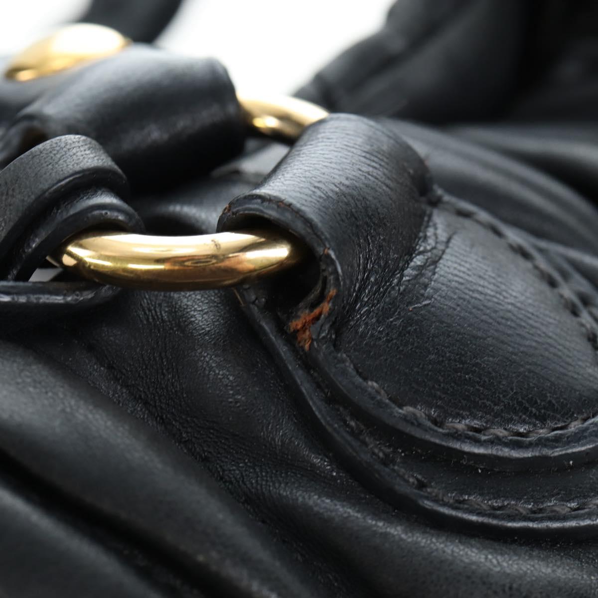 Miu Miu Matelasse Tote Bag Leather 2way Black Gold Tone Auth ki6716V
