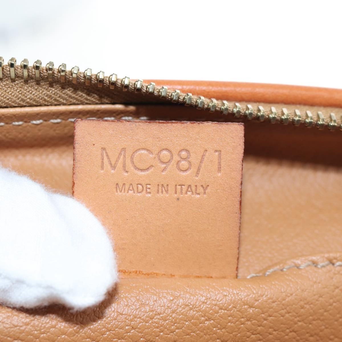CELINE Macadam Pouch PVC Leather Brown Gold Tone Auth ki6717V