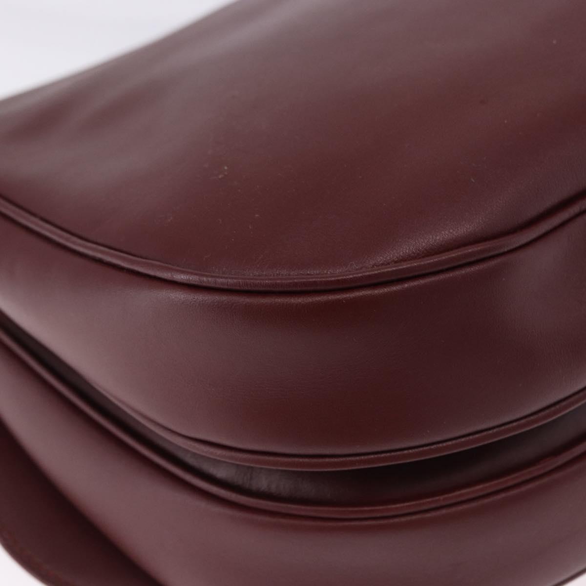 CARTIER Must Line Shoulder Bag Leather Bordeaux Gold Tone Auth ki6718A