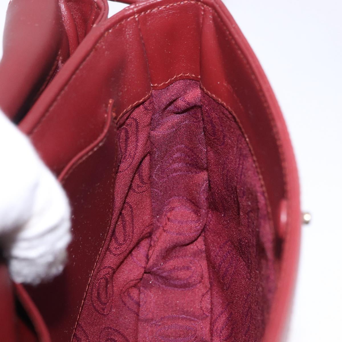 CARTIER Must Line Shoulder Bag Leather Bordeaux Gold Tone Auth ki6718A