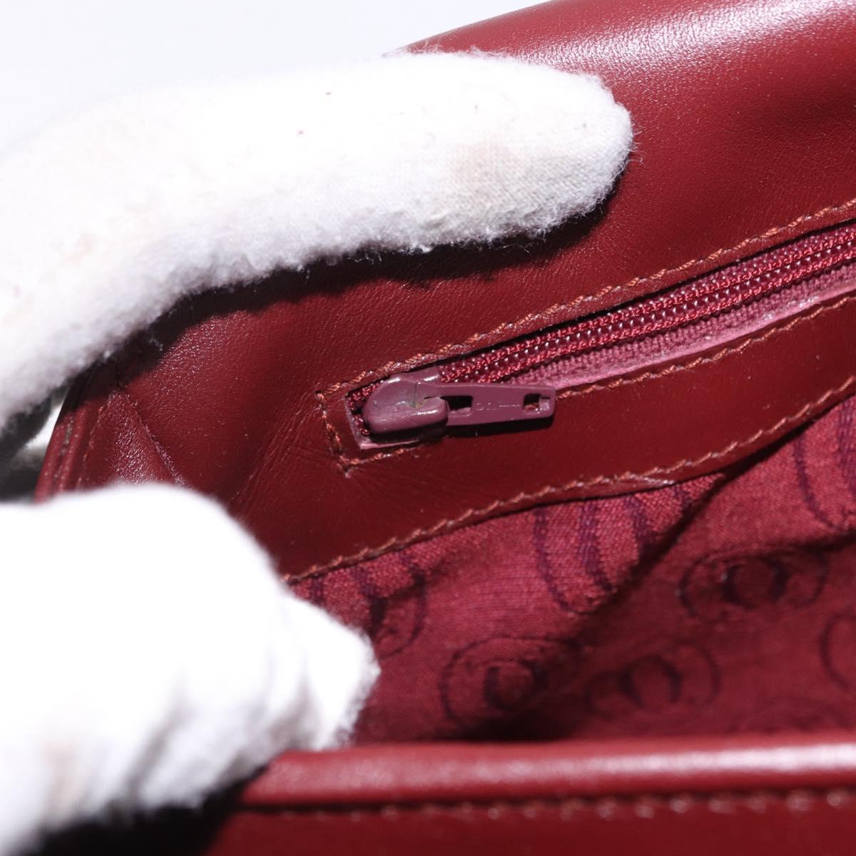 CARTIER Must Line Shoulder Bag Leather Bordeaux Gold Tone Auth ki6718A