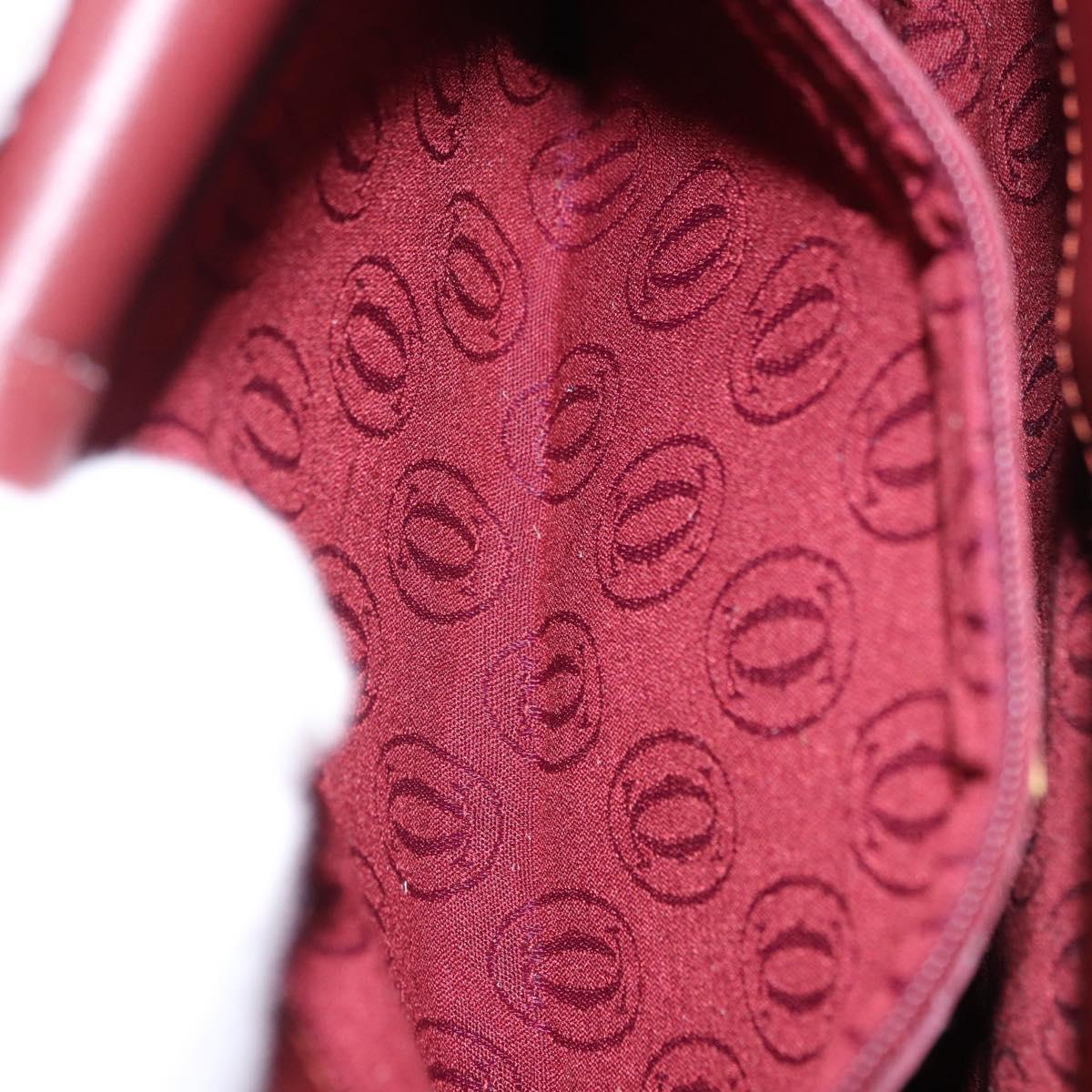 CARTIER Must Line Shoulder Bag Leather Bordeaux Gold Tone Auth ki6718A