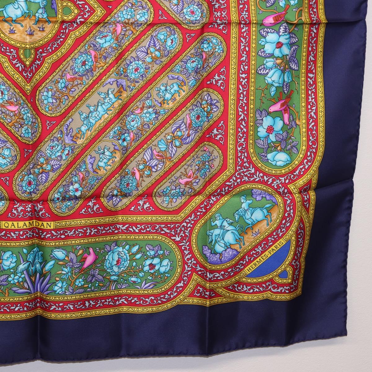 HERMES Carre 90 Scarf Silk Blue Red Auth ki6719