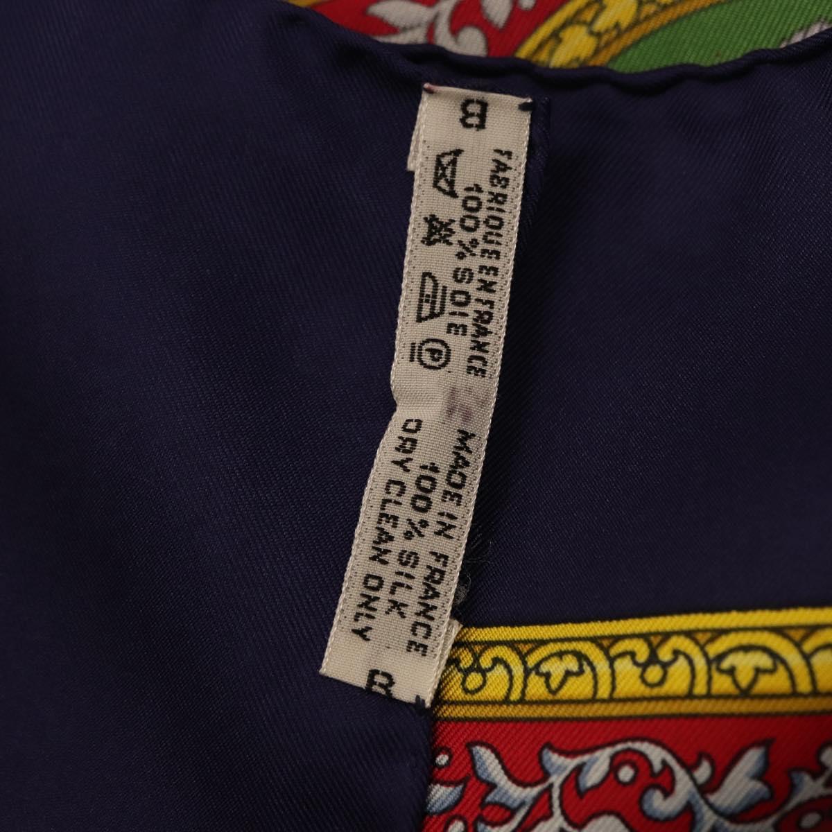 HERMES Carre 90 Scarf Silk Blue Red Auth ki6719