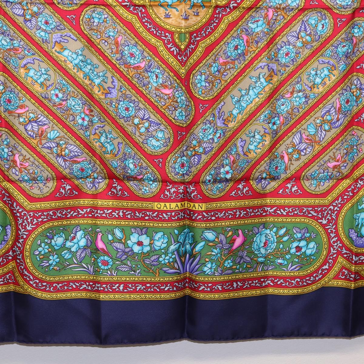 HERMES Carre 90 Scarf Silk Blue Red Auth ki6719