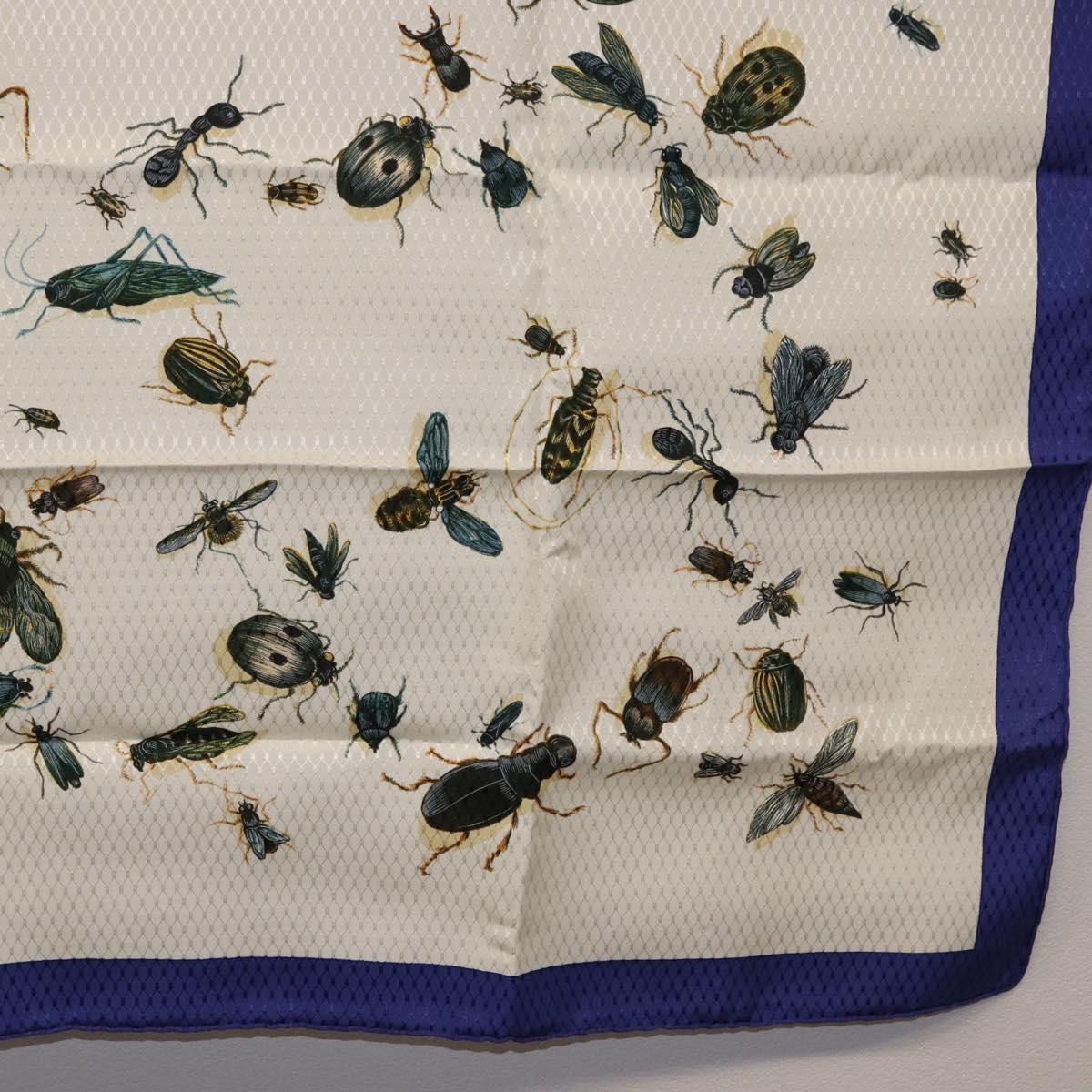 HERMES Carre 90 Scarf Silk Blue White Auth ki6720M