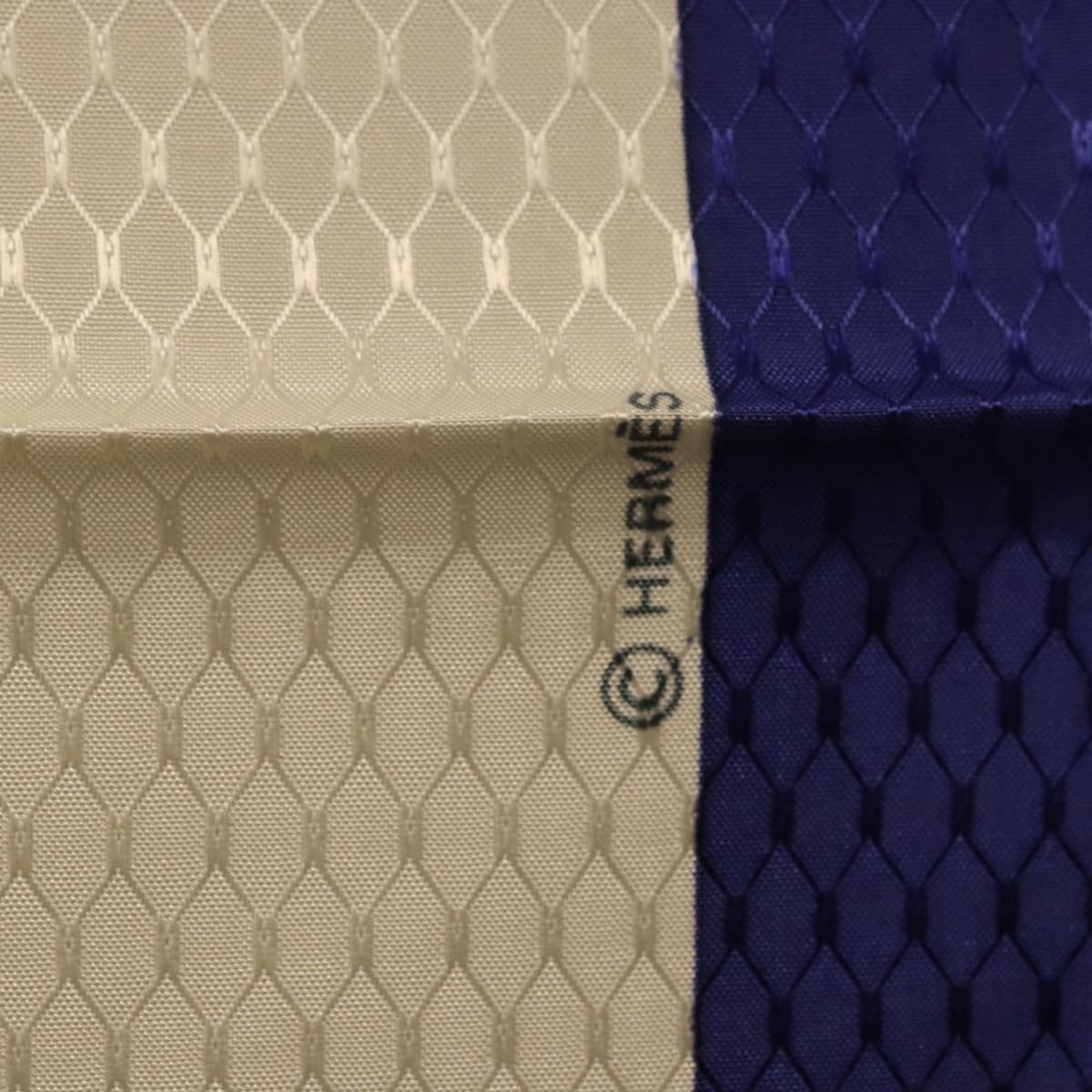 HERMES Carre 90 Scarf Silk Blue White Auth ki6720M